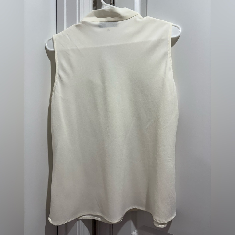 Kasper Cream Tie-Neck Sleeveless Blouse - Picture 4 of 5